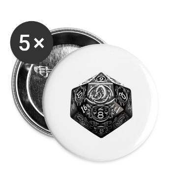 Schwarzer W20 Mit Drachensymbol RPG Shirt - Buttons klein 25 mm (5er Pack) - Weiß - Vorne