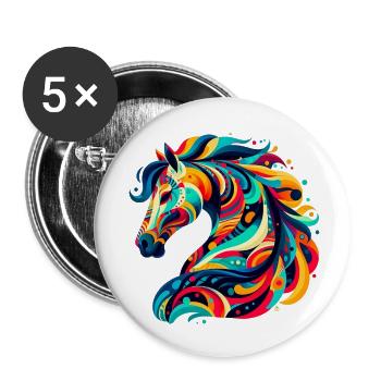 Horse - Buttons small 1''/25 mm (5-pack) - white - Front
