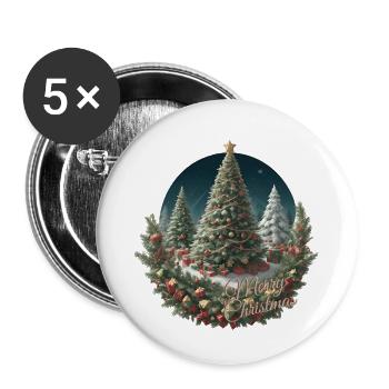 Frohe Weihnachten - Buttons klein 25 mm (5er Pack) - Weiß - Vorne