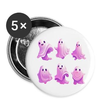 Fantômes mignons - Lot de 5 petits badges (25 mm) - blanc - Devant