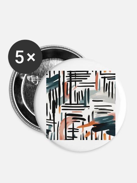 modernes Pinseldesign - Buttons klein 25 mm (5er Pack) - Weiß