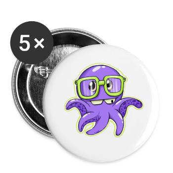schlauer Oktopus - Buttons klein 25 mm (5er Pack) - Weiß - Vorne