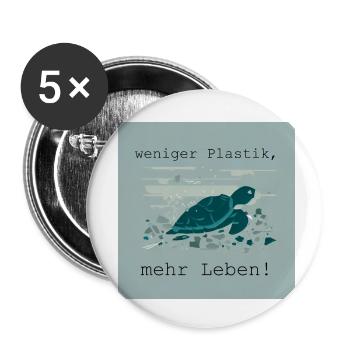 Weniger Plastik, mehr Leben - Buttons klein 25 mm (5er Pack) - Weiß - Vorne