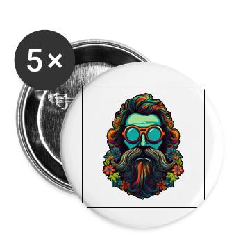 Colorful 70s Flower Power Hippie Design - Buttons small 1''/25 mm (5-pack) - white - Front