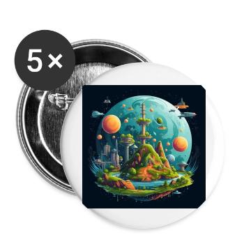 Terre plate du système solaire - Lot de 5 petits badges (25 mm) - blanc - Devant