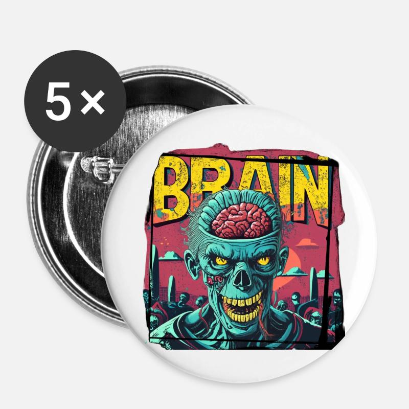 Es muss Gehirn geben - Buttons klein 25 mm (5er Pack) - Weiß
