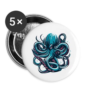 Mad Octopus - Buttons small 1''/25 mm (5-pack) - white - Front