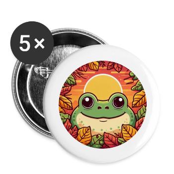 frosch blätter laub bunt sonnenuntergang - Buttons klein 25 mm (5er Pack) - Weiß - Vorne
