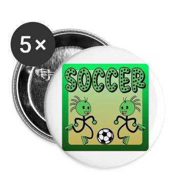 KINDER FUSSBALL SPORT ZEICHNUNG - Buttons klein 25 mm (5er Pack) - Weiß - Vorne