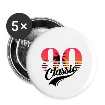 Jahrgang 1990-90 Jahre - Buttons klein 25 mm (5er Pack) - Weiß - Vorne