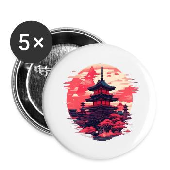 Enchanté dans le noir: Japan City - Lot de 5 petits badges (25 mm) - blanc - Devant