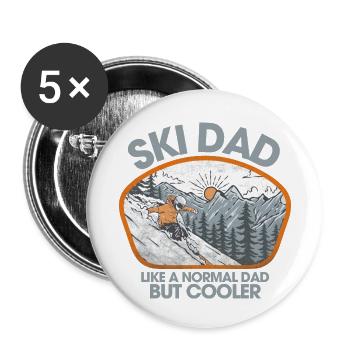 Papa skieur - Lot de 5 petits badges (25 mm) - blanc - Devant