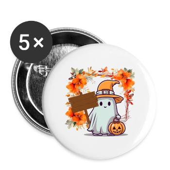 Chemise personnalisée d’Halloween, sweats à capuche, tasses, casquettes, sacs - Lot de 5 petits badges (25 mm) - blanc - Devant