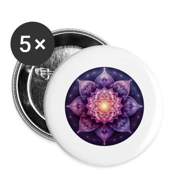 Blume der Kraft - Kronenchakra - Buttons klein 25 mm (5er Pack) - Weiß - Vorne