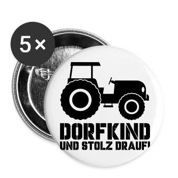 traktor dorfkind - Buttons klein 25 mm (5er Pack) - Weiß - Vorne