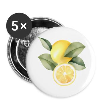 Citron Fruit Citron Nutrition saine - Lot de 5 petits badges (25 mm) - blanc - Devant