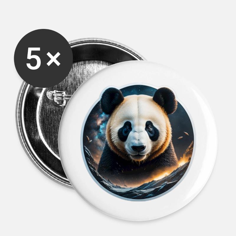 Panda - Buttons klein 25 mm (5er Pack) - Weiß
