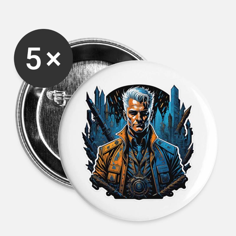 Assassin - Buttons klein 25 mm (5er Pack) - Weiß