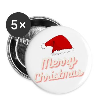 Merry Christmas Design - Buttons small 1''/25 mm (5-pack) - white - Front