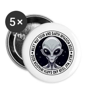 Außerirdische Invasion der Erde 2030 Logo - Buttons klein 25 mm (5er Pack) - Weiß - Vorne