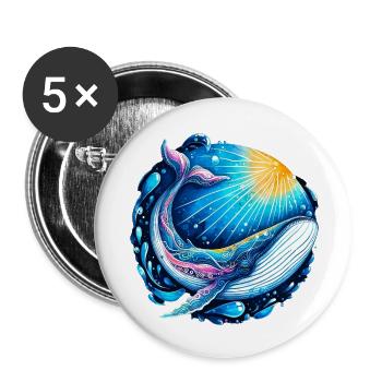 Baleine - Lot de 5 petits badges (25 mm) - blanc - Devant