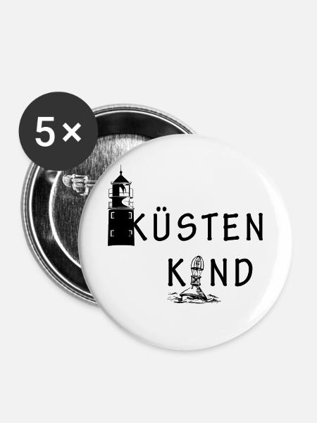 Küstenkind - Buttons klein 25 mm (5er Pack) - Weiß