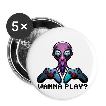 Wanna Play? - Buttons klein 25 mm (5er Pack) - Weiß - Vorne