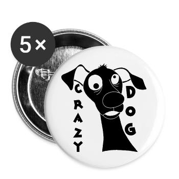 Mad Dog in Black - Buttons small 1''/25 mm (5-pack) - white - Front