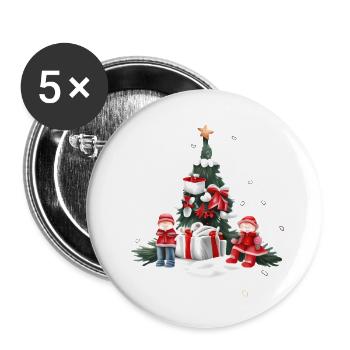 Christmas Children - Buttons small 1''/25 mm (5-pack) - white - Front
