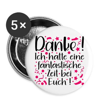 ABSCHIED TEAM LETZTER TAG DANKESCHÖN FANTASTISCH - Buttons klein 25 mm (5er Pack) - Weiß - Vorne