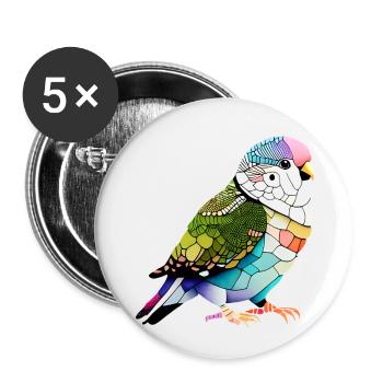 Cockatiel propriétaire d’oiseaux perruches - Lot de 5 petits badges (25 mm) - blanc - Devant