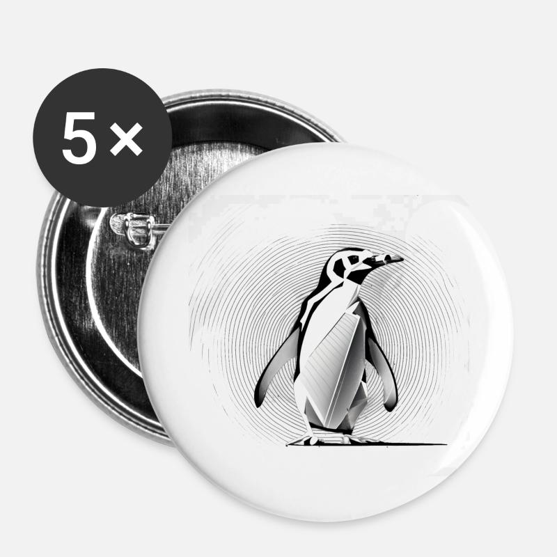 Kleiner Pinguin - Buttons klein 25 mm (5er Pack) - Weiß