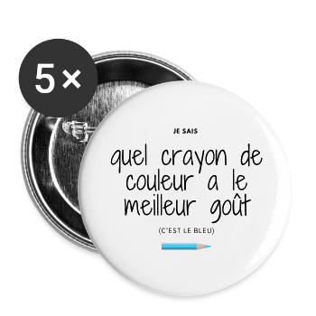 Le crayon bleu a meilleur goût - Lot de 5 petits badges (25 mm) - blanc - Devant