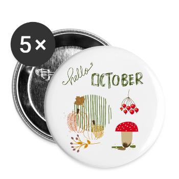 Octobre Automne - Lot de 5 petits badges (25 mm) - blanc - Devant