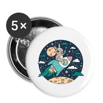 Moonbound Bunny Rocket - Lot de 5 petits badges (25 mm) - blanc - Devant