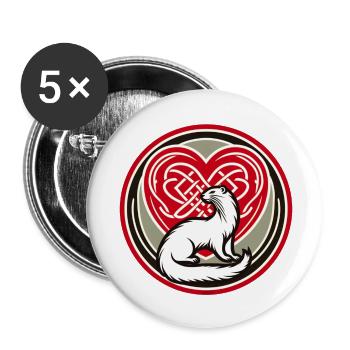 Heart of Ermine in Tribal Medal - Buttons small 1''/25 mm (5-pack) - white - Front