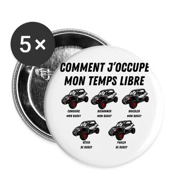 comment j'occupe mon temps libre - Lot de 5 petits badges (25 mm) - blanc - Devant