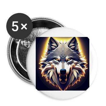Tête de loup - Lot de 5 petits badges (25 mm) - blanc - Devant