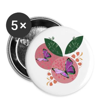 BUTTERFLY DREAMS - Lot de 5 petits badges (25 mm) - blanc - Devant