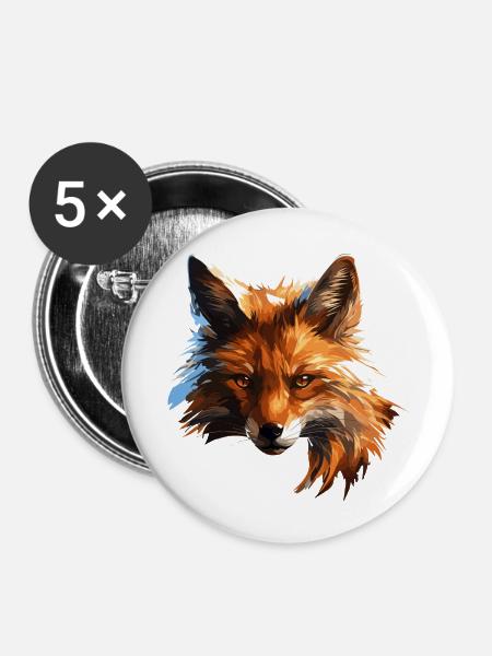 Polygon Fuchs - Buttons klein 25 mm (5er Pack) - Weiß