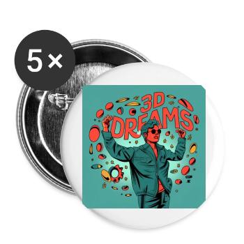 Rêves 3D - Lot de 5 petits badges (25 mm) - blanc - Devant