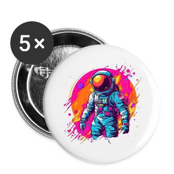 Astronaute Cosmic Explorer - Lot de 5 petits badges (25 mm) - blanc - Devant
