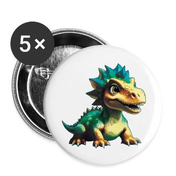 Dino, Dinosaure, Texte personnalisé, Forme - Lot de 5 petits badges (25 mm) - blanc - Devant