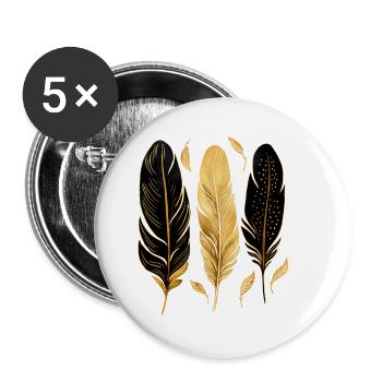 Golden Feathers - Buttons small 1''/25 mm (5-pack) - white - Front