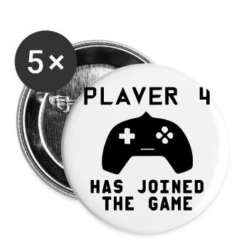 Player 4 has joined the game - Buttons small 1''/25 mm (5-pack) - white - Front