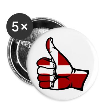 Denmark Flag All Right Symbol - Buttons small 1''/25 mm (5-pack) - white - Front