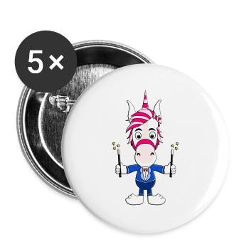 EINHORN - ZAUBERER - ZAUBEREI - MAGIE - ZAUBERN - Buttons klein 25 mm (5er Pack) - Weiß - Vorne