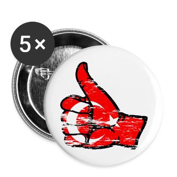 Drapeau de la Turquie Tout Effacer Utilisé Symbole - Lot de 5 petits badges (25 mm) - blanc - Devant