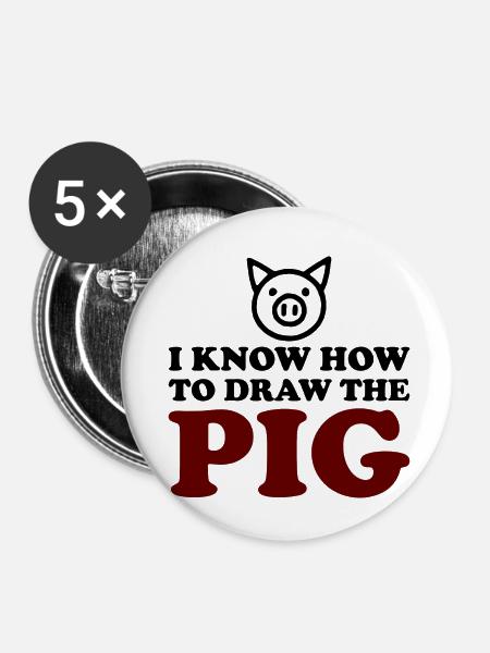 The Pig - Buttons klein 25 mm (5er Pack) - Weiß