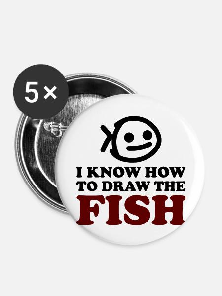 The Fish - Buttons klein 25 mm (5er Pack) - Weiß